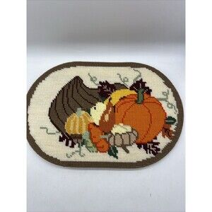 4 Vintage Crochet Thanksgiving Pumpkin Gourd Leaves Placemats HolidayFall Autumn
